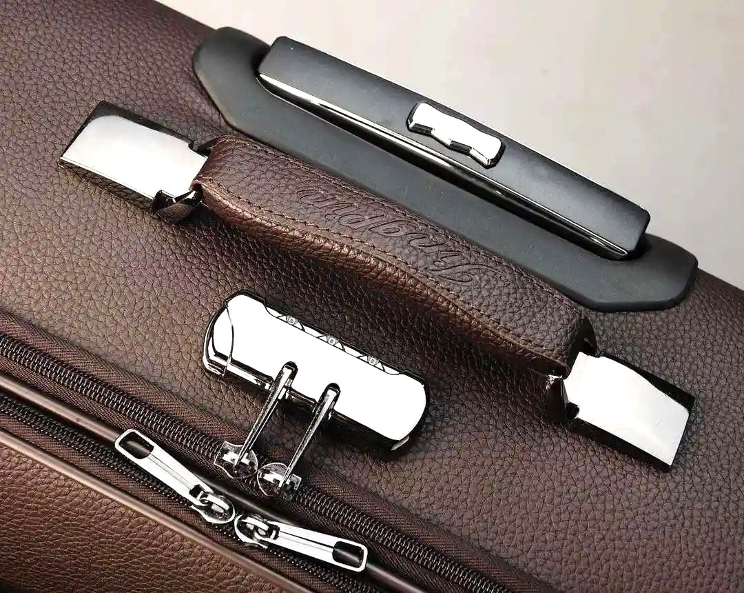 Leather carry handle with chrome fittings